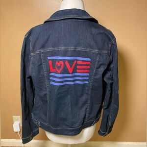 Ellen Degeneres Dark Blue Jean Jacket with Love Design
